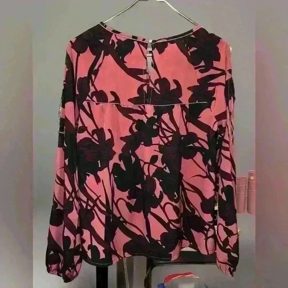 Abercrombie Fitch Long Sleeved Blouse Mauve Black Baby Doll Women Size XS Sweet! - Picture 2 of 8